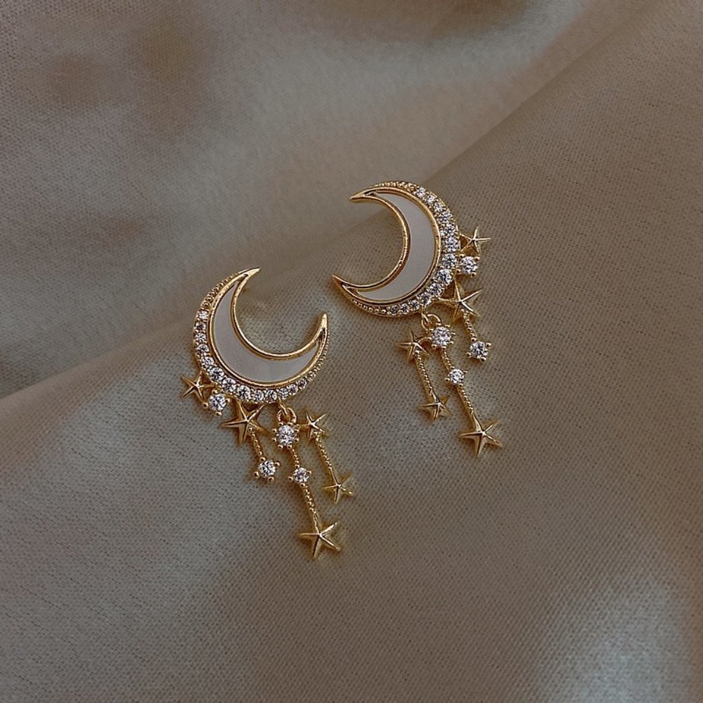 Korean Style Trendy Dangle Earrings - Moon